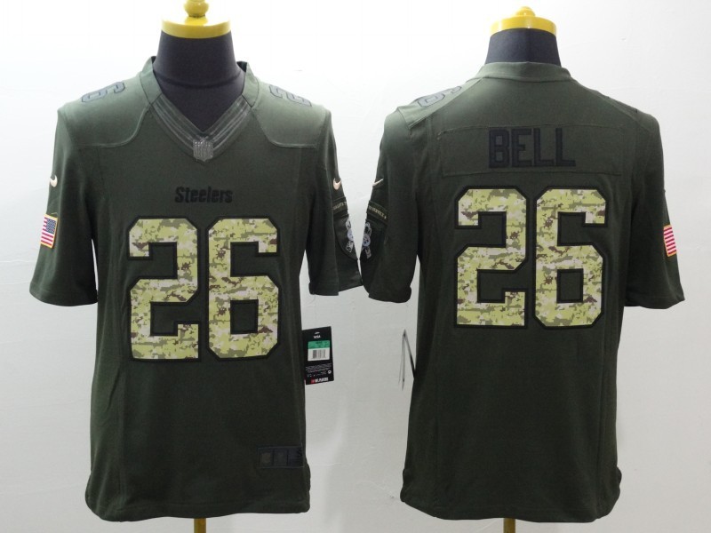 Men's Pittsburgh Steelers LeVeon Bell #26 Army Green Jersey